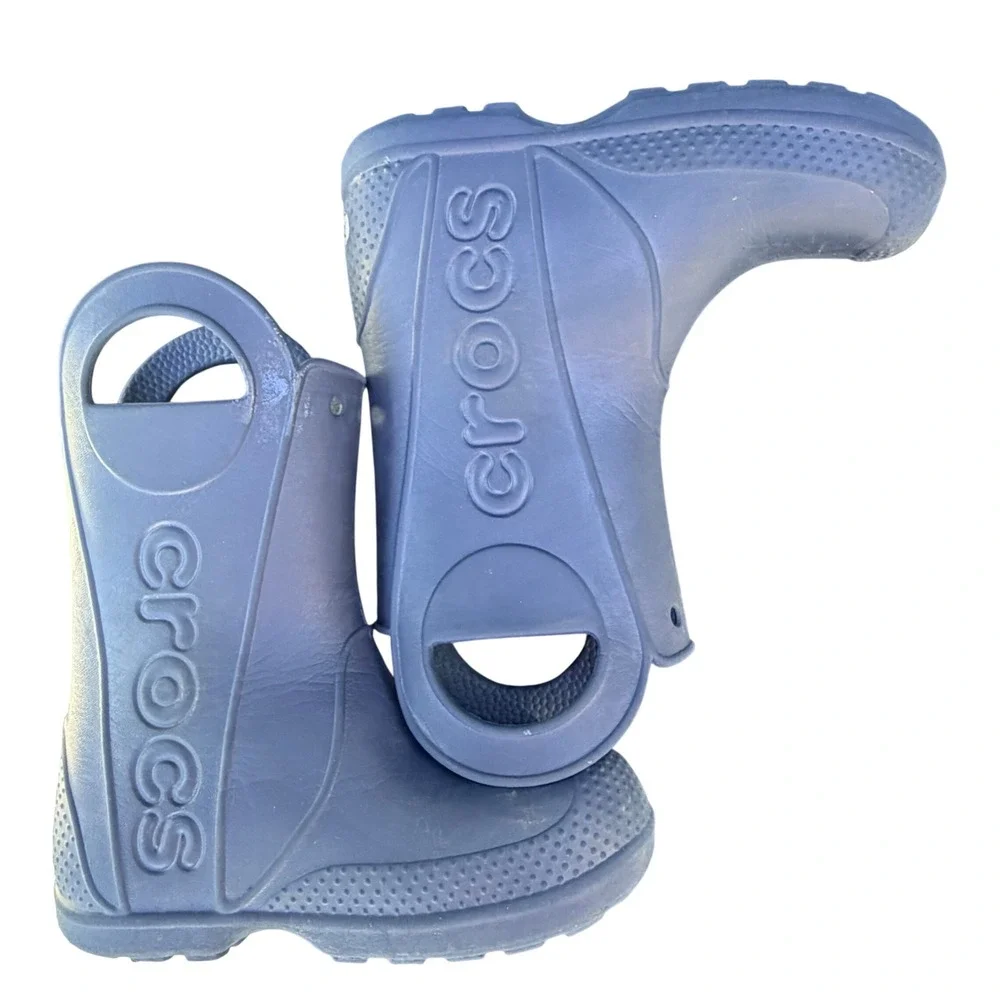 Crocs Handle It Rain Boots Navy Blue Waterproof Toddler Size C11 Pull On 12803